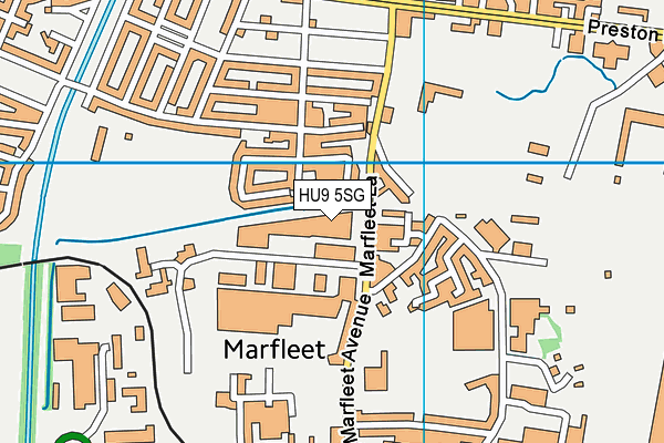HU9 5SG map - OS VectorMap District (Ordnance Survey)