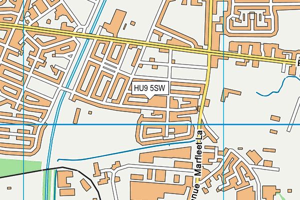 HU9 5SW map - OS VectorMap District (Ordnance Survey)