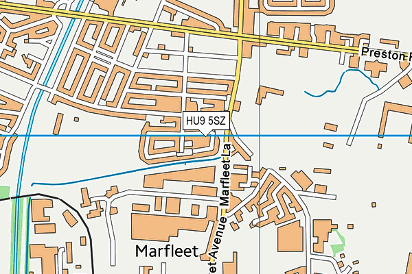 HU9 5SZ map - OS VectorMap District (Ordnance Survey)
