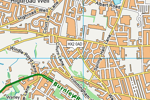 HX2 0AD map - OS VectorMap District (Ordnance Survey)