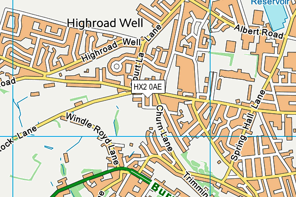 HX2 0AE map - OS VectorMap District (Ordnance Survey)