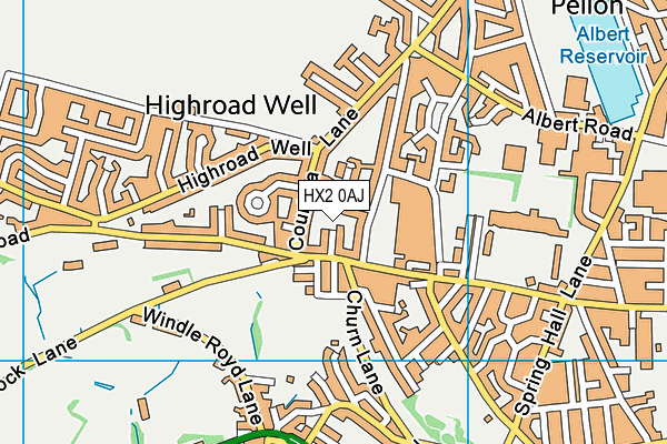 HX2 0AJ map - OS VectorMap District (Ordnance Survey)