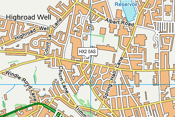 HX2 0AS map - OS VectorMap District (Ordnance Survey)