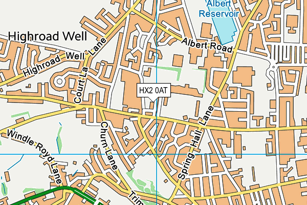 HX2 0AT map - OS VectorMap District (Ordnance Survey)