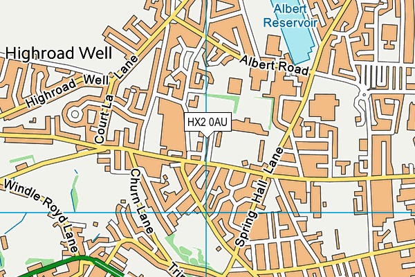 HX2 0AU map - OS VectorMap District (Ordnance Survey)