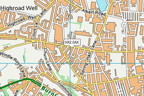 HX2 0AX map - OS VectorMap District (Ordnance Survey)