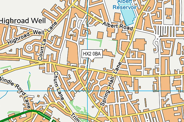 HX2 0BA map - OS VectorMap District (Ordnance Survey)