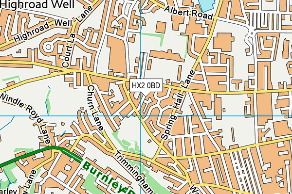 HX2 0BD map - OS VectorMap District (Ordnance Survey)