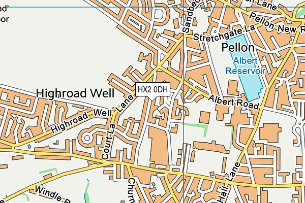 HX2 0DH map - OS VectorMap District (Ordnance Survey)