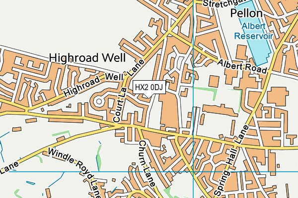 HX2 0DJ map - OS VectorMap District (Ordnance Survey)