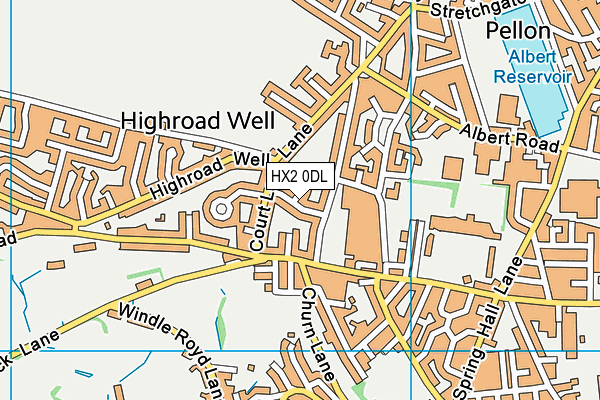 HX2 0DL map - OS VectorMap District (Ordnance Survey)
