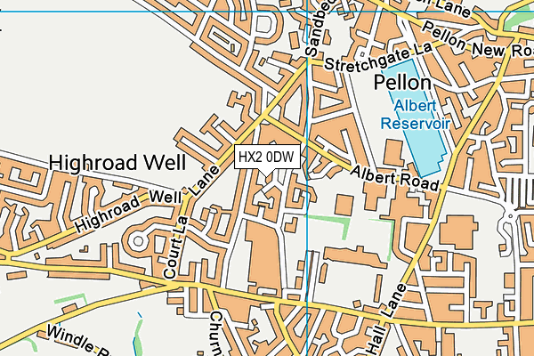 HX2 0DW map - OS VectorMap District (Ordnance Survey)