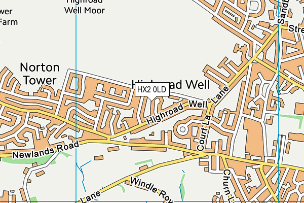 HX2 0LD map - OS VectorMap District (Ordnance Survey)