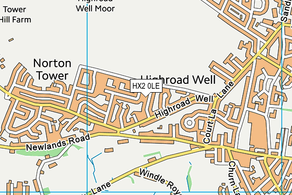 HX2 0LE map - OS VectorMap District (Ordnance Survey)