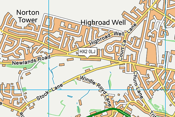 HX2 0LJ map - OS VectorMap District (Ordnance Survey)