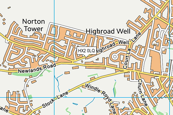HX2 0LQ map - OS VectorMap District (Ordnance Survey)