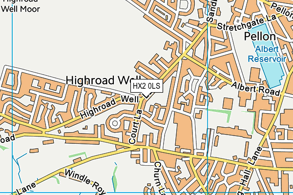 HX2 0LS map - OS VectorMap District (Ordnance Survey)