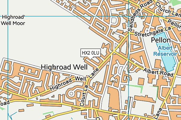 HX2 0LU map - OS VectorMap District (Ordnance Survey)