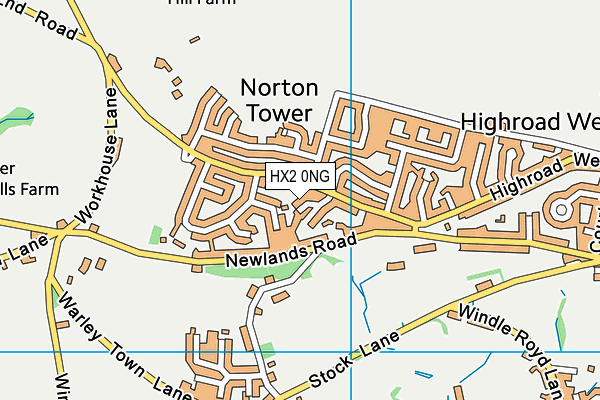 HX2 0NG map - OS VectorMap District (Ordnance Survey)