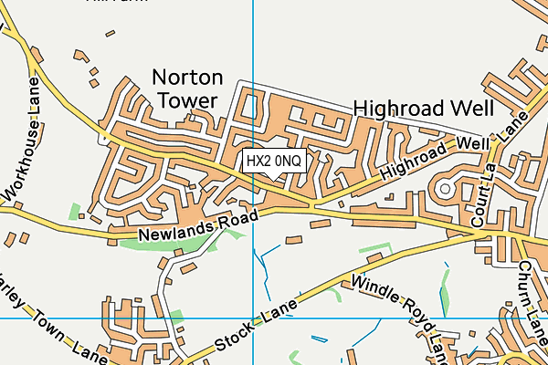HX2 0NQ map - OS VectorMap District (Ordnance Survey)