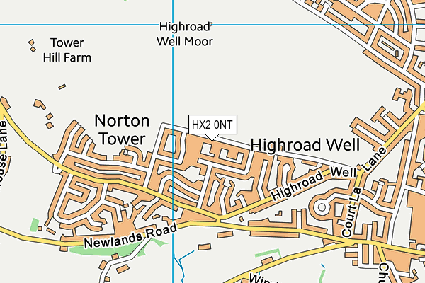 West End Golf Club map (HX2 0NT) - OS VectorMap District (Ordnance Survey)