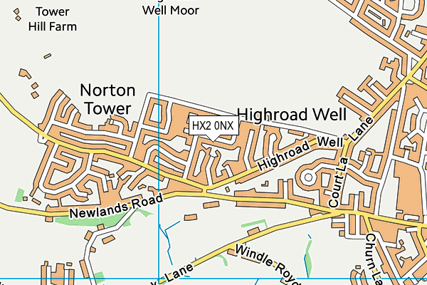 HX2 0NX map - OS VectorMap District (Ordnance Survey)