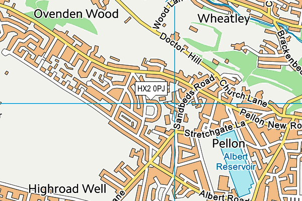 HX2 0PJ map - OS VectorMap District (Ordnance Survey)