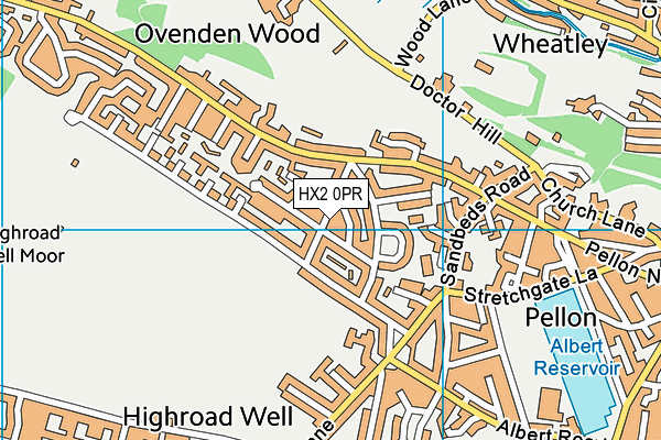HX2 0PR map - OS VectorMap District (Ordnance Survey)
