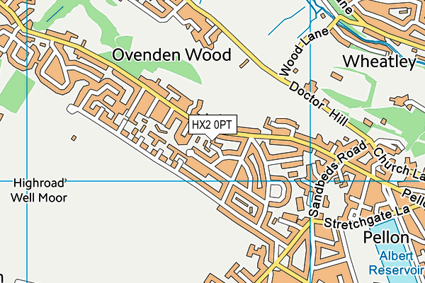 HX2 0PT map - OS VectorMap District (Ordnance Survey)