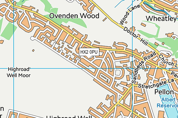 HX2 0PU map - OS VectorMap District (Ordnance Survey)