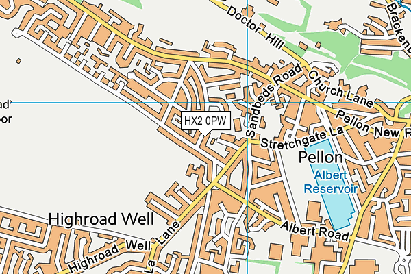 HX2 0PW map - OS VectorMap District (Ordnance Survey)