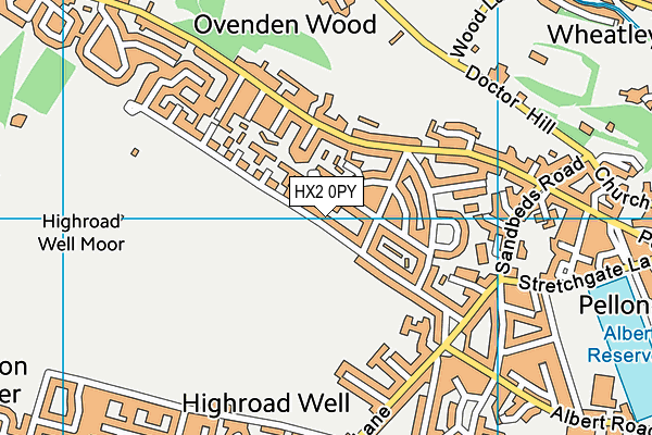 HX2 0PY map - OS VectorMap District (Ordnance Survey)