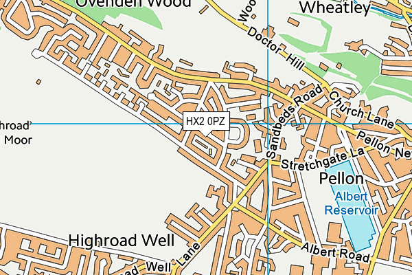HX2 0PZ map - OS VectorMap District (Ordnance Survey)