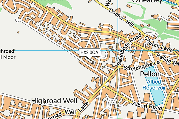 HX2 0QA map - OS VectorMap District (Ordnance Survey)