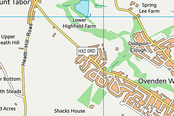 HX2 0RD map - OS VectorMap District (Ordnance Survey)