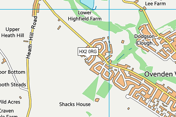 HX2 0RG map - OS VectorMap District (Ordnance Survey)