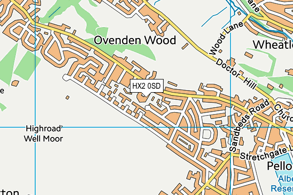 HX2 0SD map - OS VectorMap District (Ordnance Survey)