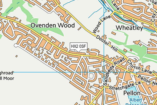 HX2 0SF map - OS VectorMap District (Ordnance Survey)