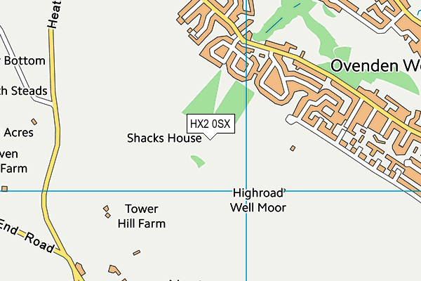 HX2 0SX map - OS VectorMap District (Ordnance Survey)