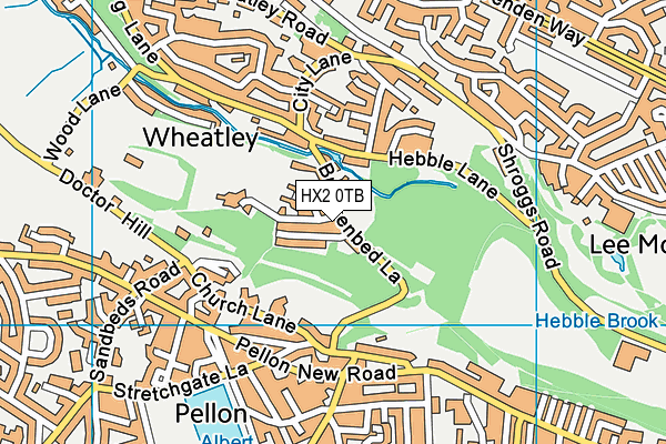 HX2 0TB map - OS VectorMap District (Ordnance Survey)