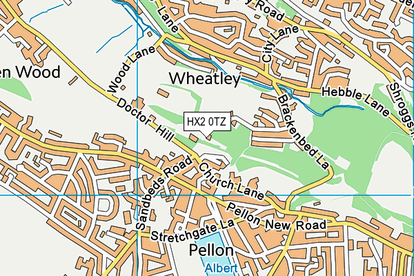 HX2 0TZ map - OS VectorMap District (Ordnance Survey)