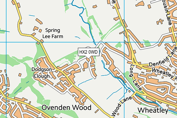 HX2 0WD map - OS VectorMap District (Ordnance Survey)