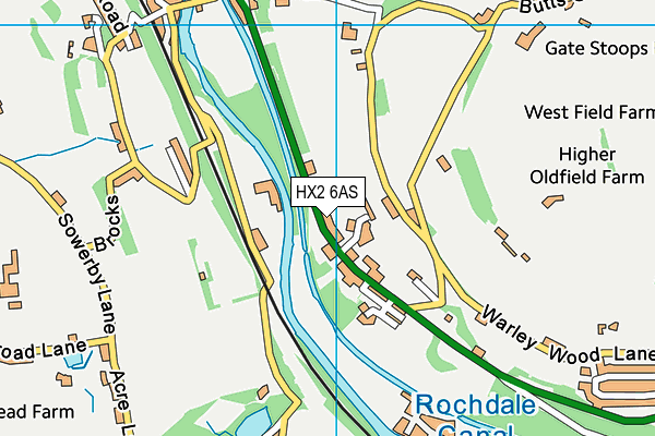 HX2 6AS map - OS VectorMap District (Ordnance Survey)