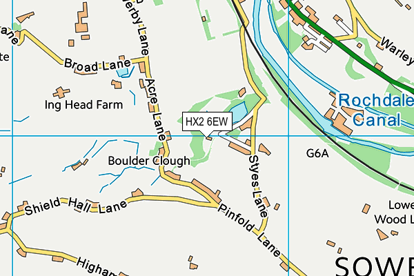 HX2 6EW map - OS VectorMap District (Ordnance Survey)