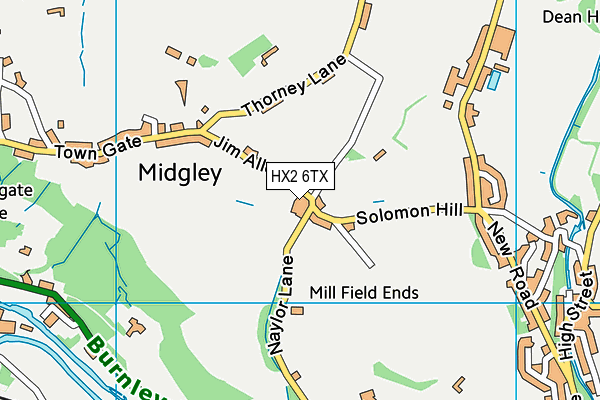 Midgley Recreation Ground map (HX2 6TX) - OS VectorMap District (Ordnance Survey)