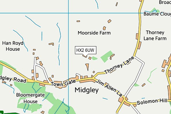 HX2 6UW map - OS VectorMap District (Ordnance Survey)