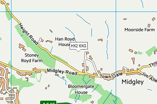HX2 6XG map - OS VectorMap District (Ordnance Survey)