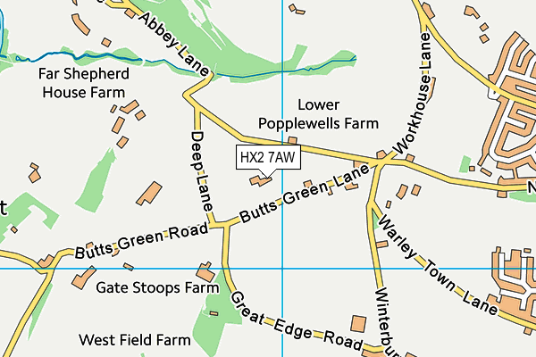 HX2 7AW map - OS VectorMap District (Ordnance Survey)