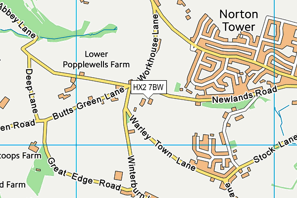 HX2 7BW map - OS VectorMap District (Ordnance Survey)