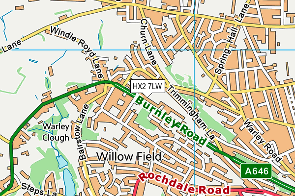 HX2 7LW map - OS VectorMap District (Ordnance Survey)